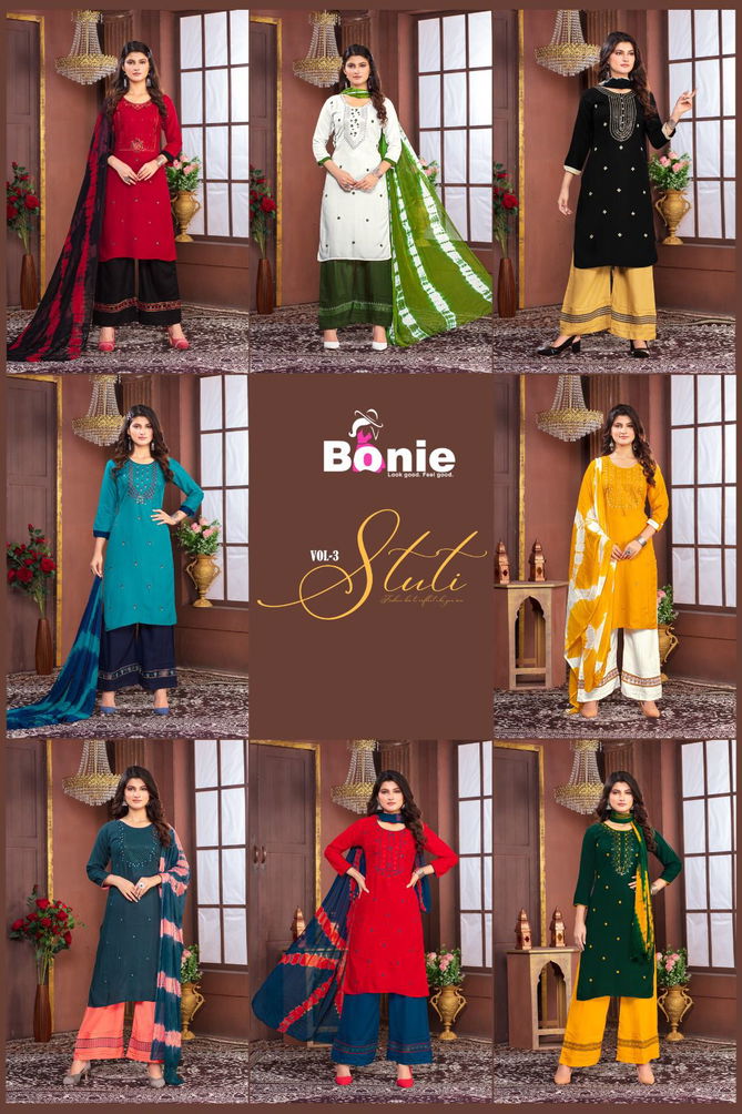 Bonie Stuti Vol 3 Casual Kurti With Bottom Dupatta Collection
